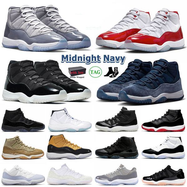 

11 retroes basketball shoes men 11s cherry cool grey midnight navy jubilee 25th anniversary concord bred low 72-10 legend blue mens women tr