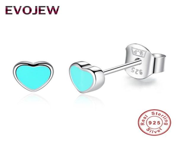 

stud evojew simple 925 sterling silver pink and blue enamel heart earrings causal party cute fashion jewelry mini earring5588897, Golden;silver