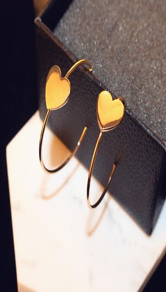 

agood rose gold big hoop heart shape earrings for women female statement wedding party jewelry accessories er007241562079, Golden;silver