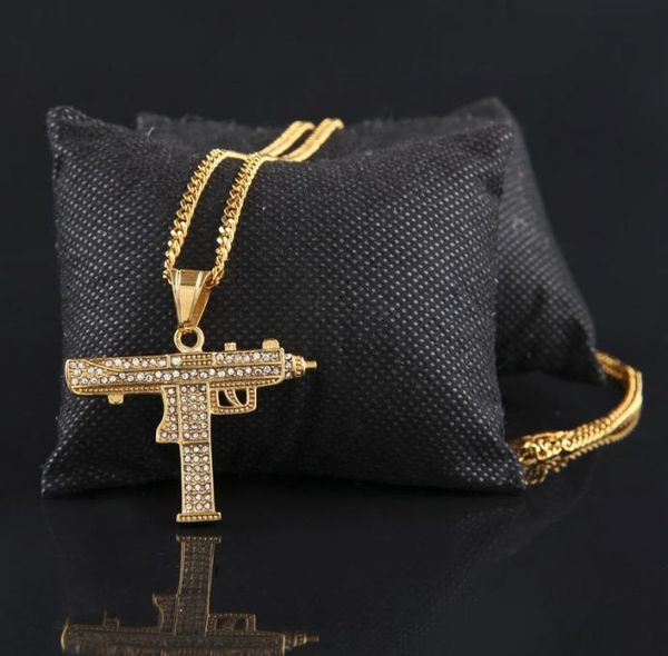 

new gold chain gun shape pistol pendant necklace for mens fashion hip hop cuban link chain necklace jewelry6230894, Silver