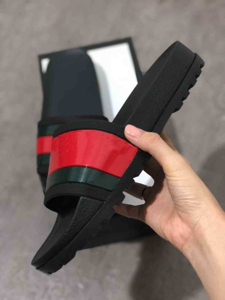 

slide striped ggity brocade gear sandals rubber designer floral flip men slipper flops bottoms women slippers beach women slipper with box, Black