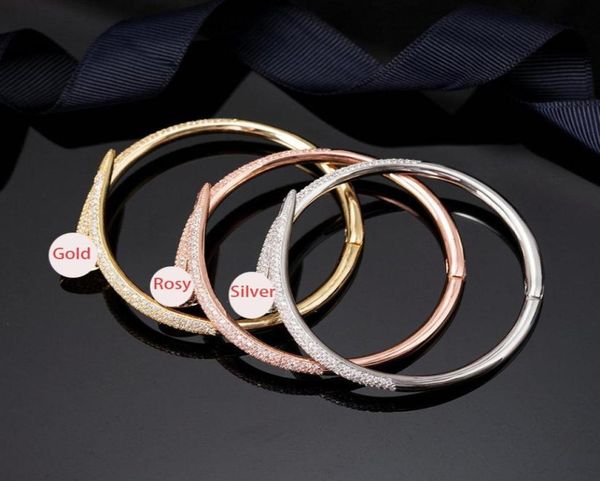 

women titanium steel bangles bracelet full diamond cuff bracelets women fashion jewelry for lover gift no box1352824, Black
