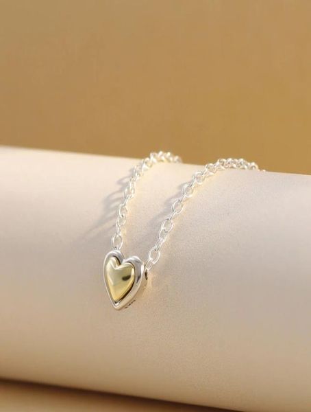 

925 sterling silver 14k plated golden heart collier necklace chain for women men fit style necklaces gift jewelry 399399c00-453482876