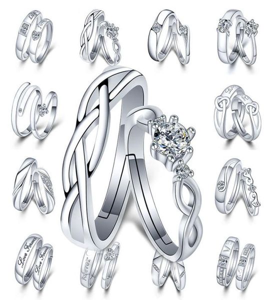 

adjustable silver couple rings diamond heart heartbeat love forever rings women mens engagement wedding ring will and sandy fashio6828687
