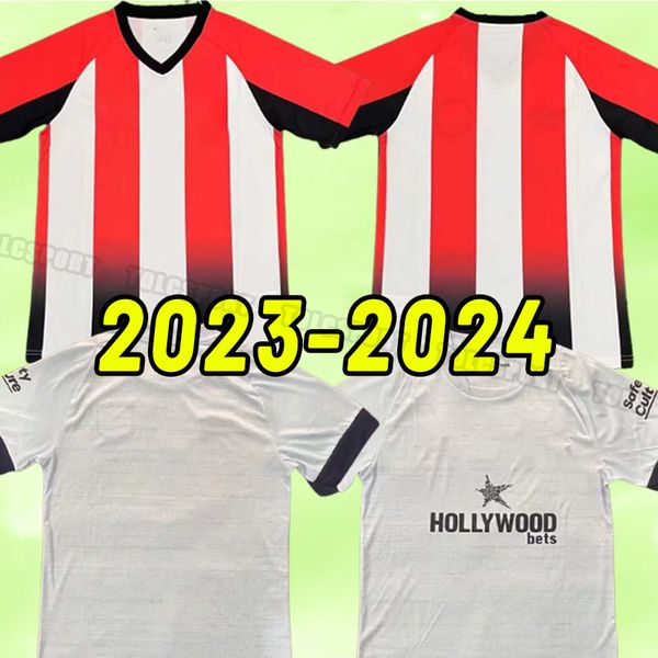 

23 24 brentfords fc home soccer jerseys 2023 2024 men toney mbeumo henry away second football shirts, Black;yellow