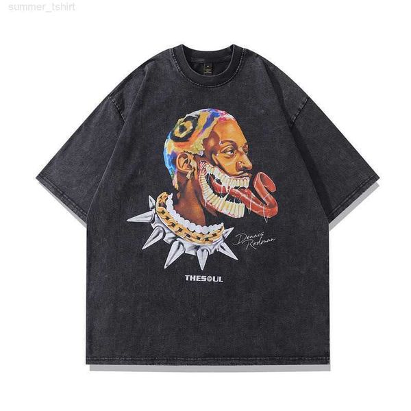 

dennis rodman shirt men's t-shirts frog drift fashion vintage loose basketball washing worm dennis rodman oversized t-shirt men0bet, White;black