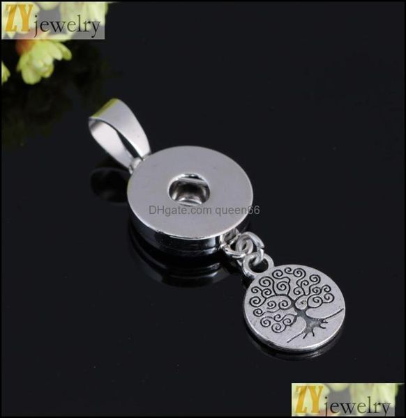 

pendant necklaces tree dangle snap button jewelry pendant fit 18mm snaps buttons necklace for women men noosa p0037 drop dh29493837, Silver