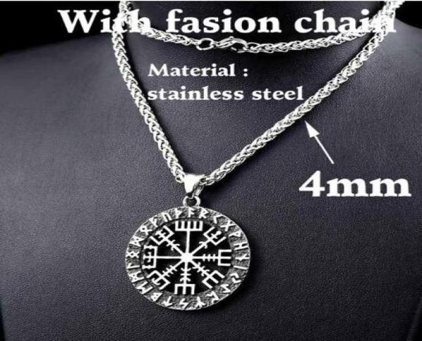 

316l stainless steel viking odin039s symbol of norse runic pendant necklace viking runes vegvisir compass pendant lp2886993561