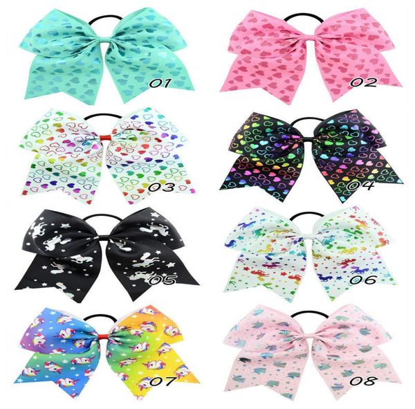 

8039039 large colorful bows clips for girls unicorn heart printed hairbows ponytail kids gifts hair accessories hd8283659802, Slivery;white