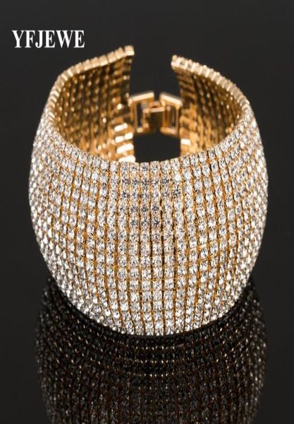 

yfjewe fashion full rhinestone jewelry for women luxury classic crystal pave link bracelet bangle wedding party accessories b1221448458, Silver