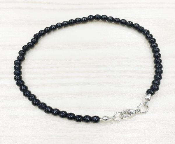 

mg0138 whole black onyx anklet handamde natural stone mala beads anklet 4 mm mini gemstone jewelry7820281