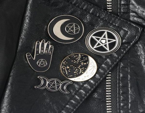 

witch pins collection pentagram triple moon constellation wizard brooches witchy goth jewelry lapel pin for witches19724169, Gray