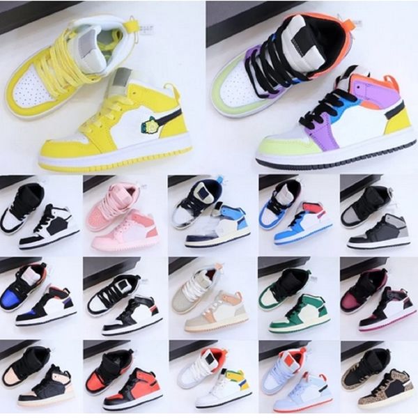 

eur25-35 1s kids shoes toddlers 1 mid youth boys girls sneakers jumpman basketball shoe childrens university blue trainers baby bred chicago