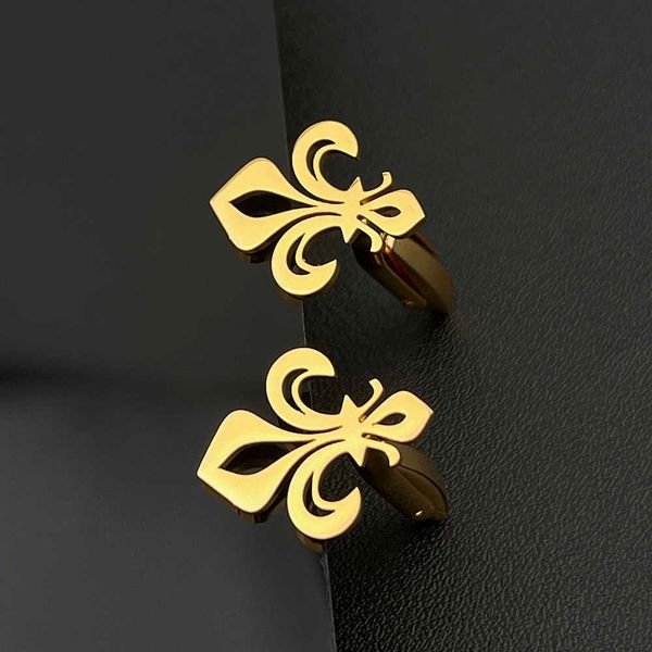

cuff links lily of the valley cufflinks for mens women stainless steel wedding guest gift husband souvenir shirt cuff clasp golden jewelry h, Silver