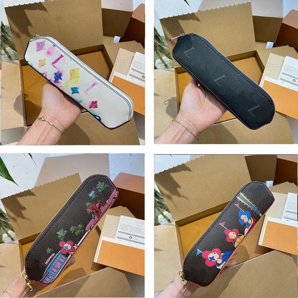 

sunflower wallet luxury brand gradient colorful letter leopard women portable wallets famous men wallets clutch bag pencil case storage purs, Red;black