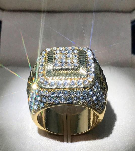 

cluster rings classic fashion men039s winner round hip hop style hiphop ring luxury dazzling man street dance jewelry241g8038939, Golden;silver