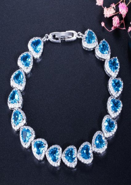 

white gold plated full cz crystal heart bracelet for girls women for party wedding nice gift2198362, Golden;silver
