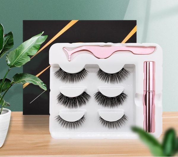 

3 pairs magnetic eyelashes set magnet eyeliner magnetic lashes tweezer set waterproof long lasting eyelash extension tool5938168