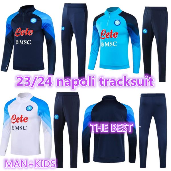 

23 24 adukt kids napoli tracksuit soccer jersey football kit 2023 2024 ssc naples ae7 d10s hommes training suit wear formation tuta chandal, Black