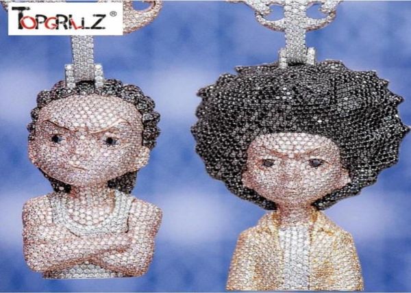 

iced out the boondocks pendant cz necklace chain menswomen micro paved hip hop gold silver color bling charm chains jewelry j19075586443