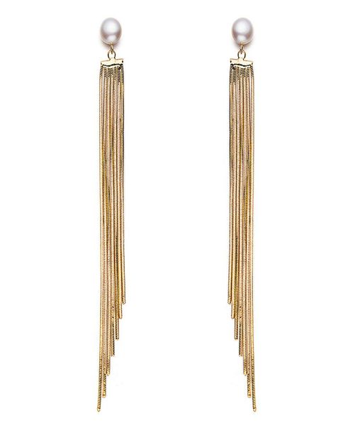 

pearl long tassel drop earrings natural pearl drop earring dangle hanging earring for women2573104, Silver