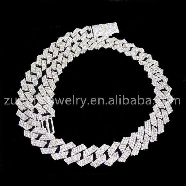 

sterling silver 925 lab diamonds mens cuban necklace iced out hip hop moissanite cuban link