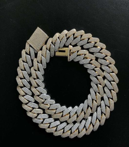 

19mm heavy cuban chains necklace prong setting necklace0122923227, Silver
