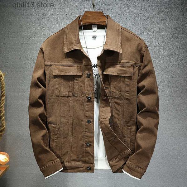 

men's jackets men's brown denim jacket 2023 spring and autumn new fashion stretch slim fit jacket denim men brand clothing t230718, Black;brown