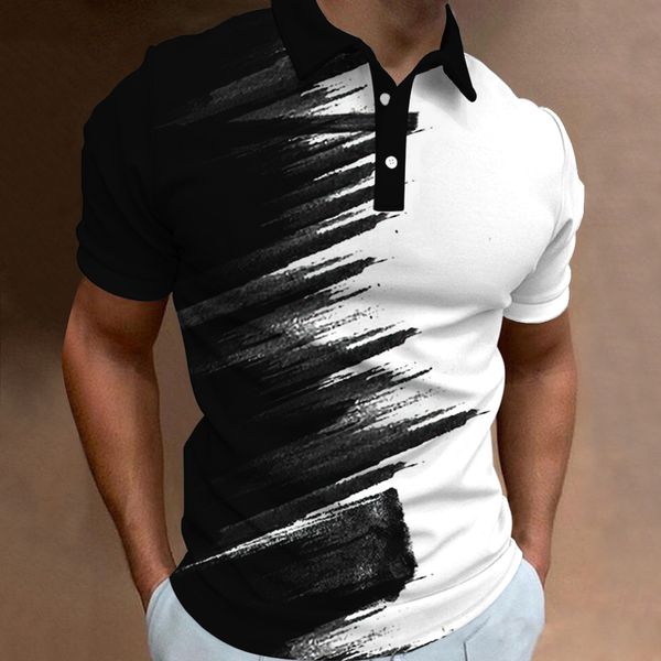 

men's polos fashion men's polo shirt stitching color t shirt casual casual sport wear oversized polo shirts man clothes short sle, White;black