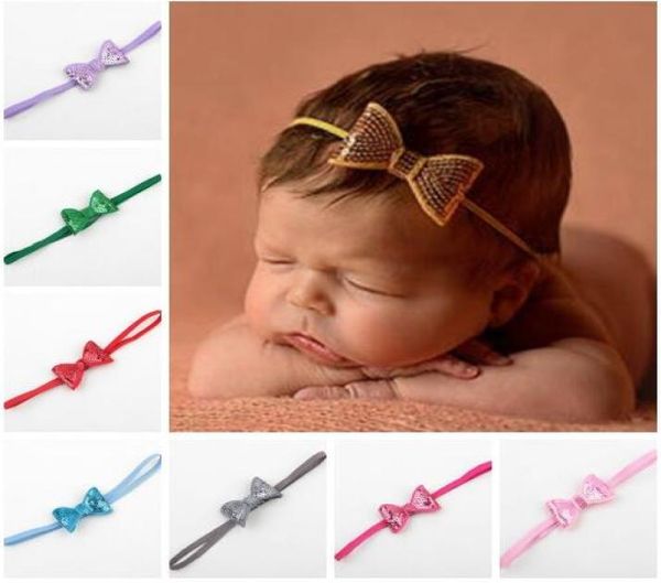 

fashion polyester solid handmade sequin headband for baby girls boutique hair bow hairband children hair accessory yh6883965504, Slivery;white