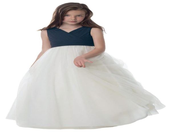 

lovely ivorynavy blue tullechiffon vneck flower girl dresses girls039 pageant dresses brithdayholidays dress custom size 27198517, White;red