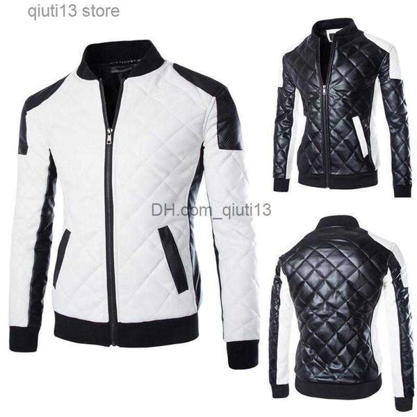 

men's jackets men's wash pu leather clothing fashion trend diamond-shaped men's leather clothing large size men's leathe, Black;brown