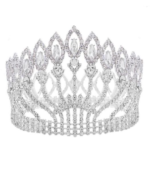 

luxurious sparkling crystal baroque queen king wedding tiara crown pageant prom diadem headpiece bridal hair jewelry accessories y5161143, Slivery;golden