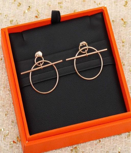 

s925 silver charm dangle round shape drop earring in 18k rose gold plated for women wedding jewelry gift have box stamp ps73856006955, Golden