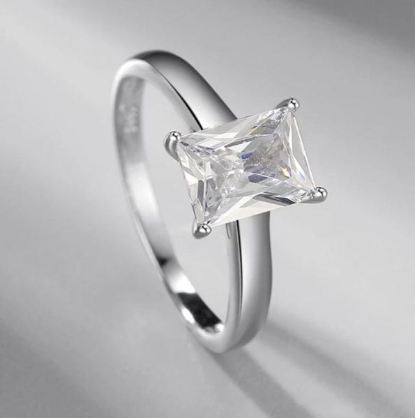 

european and american 925 silver platinumplated transparent fourclaw diamond ring female highquality female jewelry4519089, Golden;silver