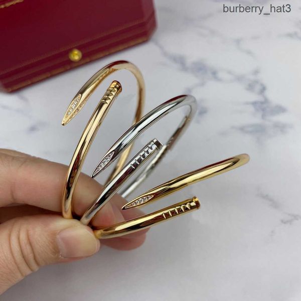 

nail bangle designer dirll bracelet luxury lover jewelry classic diamond gold silver stainless steel cuff bracelet for women mens man party, Black