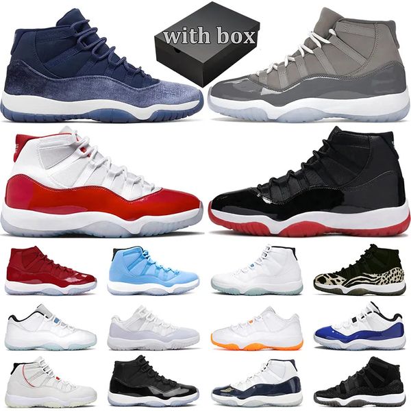 

with box 11 basketball shoes 11s midnight navy cheery cool grey bred legend blue space jam concord mens trainer sports sneakers, White;red