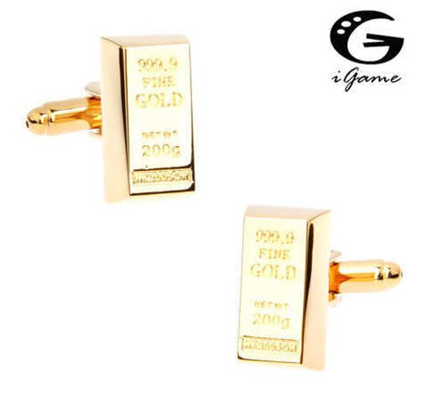 

cuff links igame golden bar cuff links quality brass material golden brick design hkd230718, Silver
