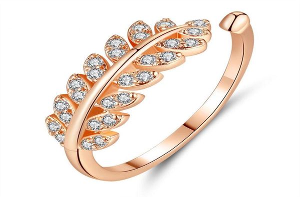 

new fashion leaf zircon opening ring white gold bud bud ring whole7010615, Silver