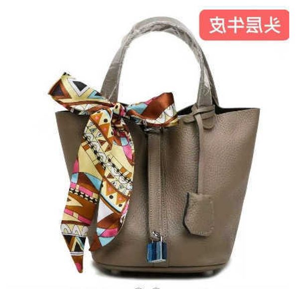

designer picotin lock bags h ermes for women 2023 new layer cowhide womens vegetable basket handbag high end large capacity bucket bag fash