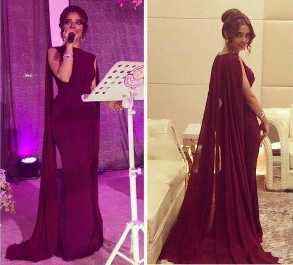 

2020 new vintage sheath red carpet celebrity dresses with long chiffon cape wrap arabic pakistani prom evening gowns custom made 49048040, Black;red