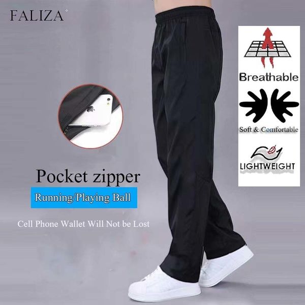 

men s pants faliza spring casual mens oversized sweatpants gray loose resistant breathable sports trousers running tracksuit plus 6xl 230718, Black