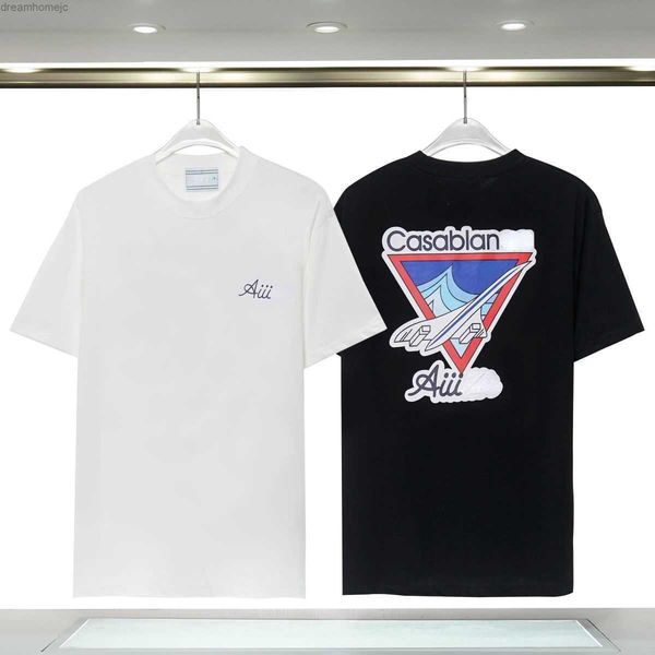 

23s casabian t shirt classic casual round neck short sleeve chest print men and women pullover short sleeve t-shirt, White;black