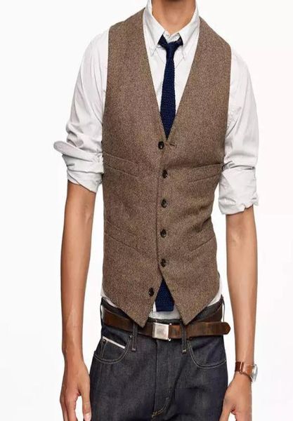 

vintage brown men wedding vest wool material herringbone british style custom made men039s trim fit blazer wedding suits for me3479936, Black
