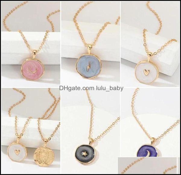 

pendant necklaces pendants jewelry simple stars moon lover fashion europen women alloy long heart round necklace for valentines da7003564, Silver