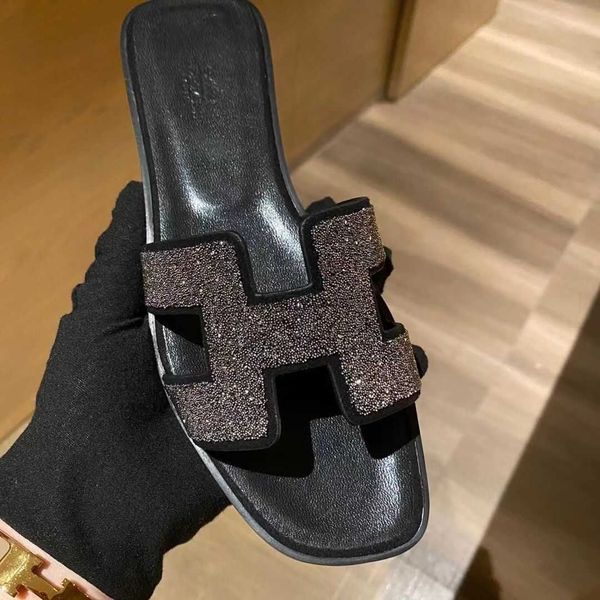

h slipper designer oran sandal slippers girl fairy for external wear h female indoor lady beach fashion sparkling diamond street korean ligh