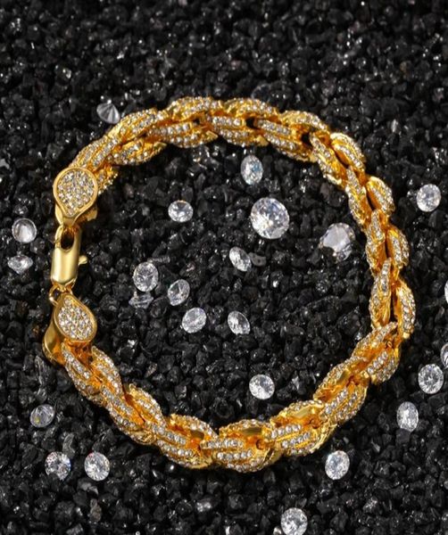 

fashion mens gold bracelets iced out chain bracelet hip hop jewelry1291002, Black