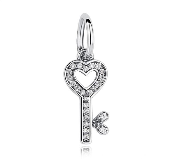 

symbol of trust, key silver charms with clear cubic zirconia for p style bracelets s2611950436, Black