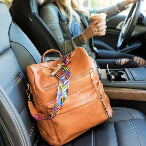 

backpack women's korean version new fashion soft leather versatile large capacity dual use student backpack and schoolbag 230718