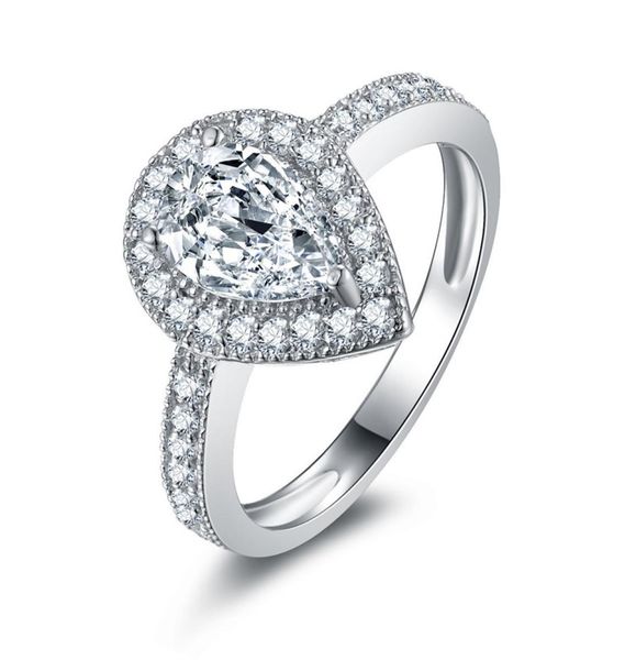 

fashion real 925 sterling silver pear ring for women fashion drop water cz stone ring jewelry n557169127